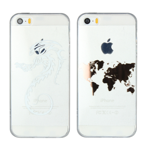苹果 iPhone 5 印图软硬二合一手机壳(世界地图/白色龙腾)